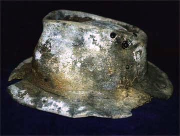 Fossilized miner’s hat on display at a mining museum on Tasmania's west coast